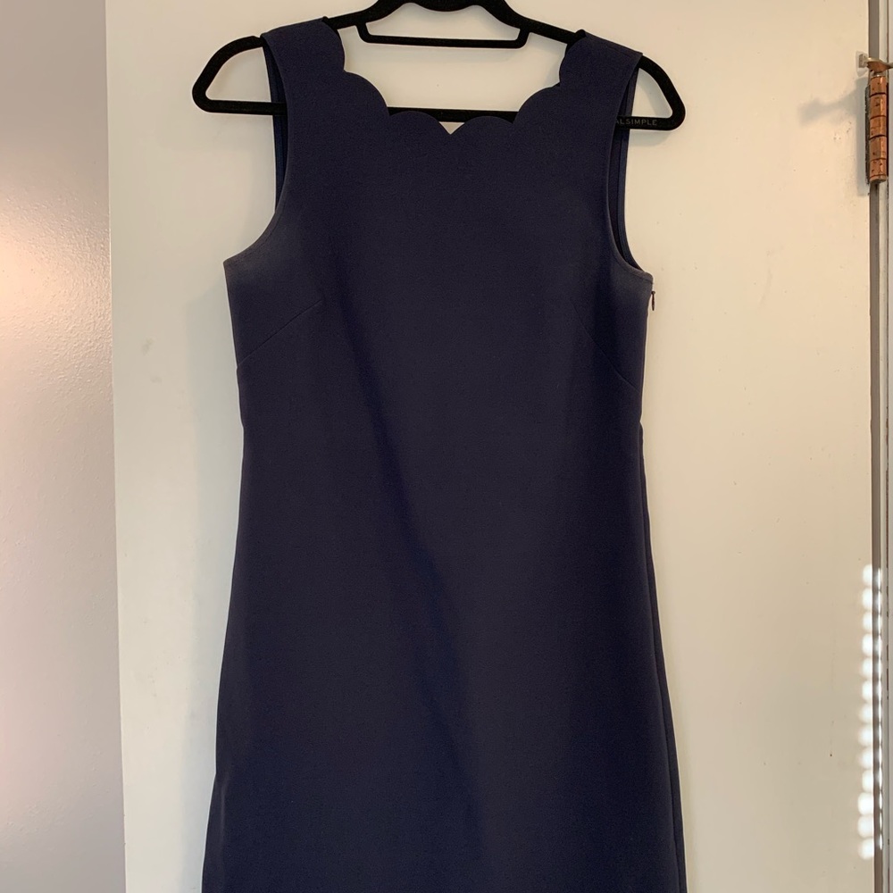 Navy J. Crew  Scallop Shift dress